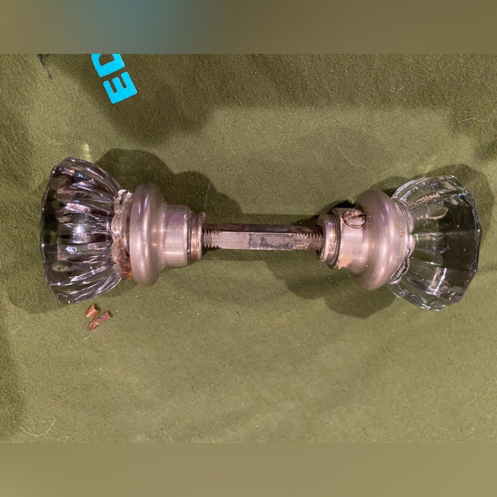 Vintage Clear Glass Crystal Door Knob Set with Silver Hardware ( 1 pc)